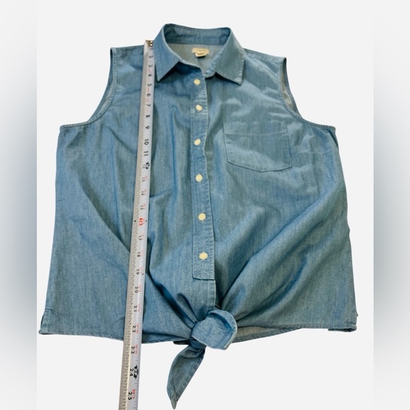 J.CREW Chambray tie-waist tank top, Color Light Wash Chambray, Size 10 - Picture 4 of 8